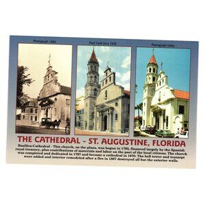 Vintage St Augustine Cathedral Postcard Historical Views Religion Church Tour